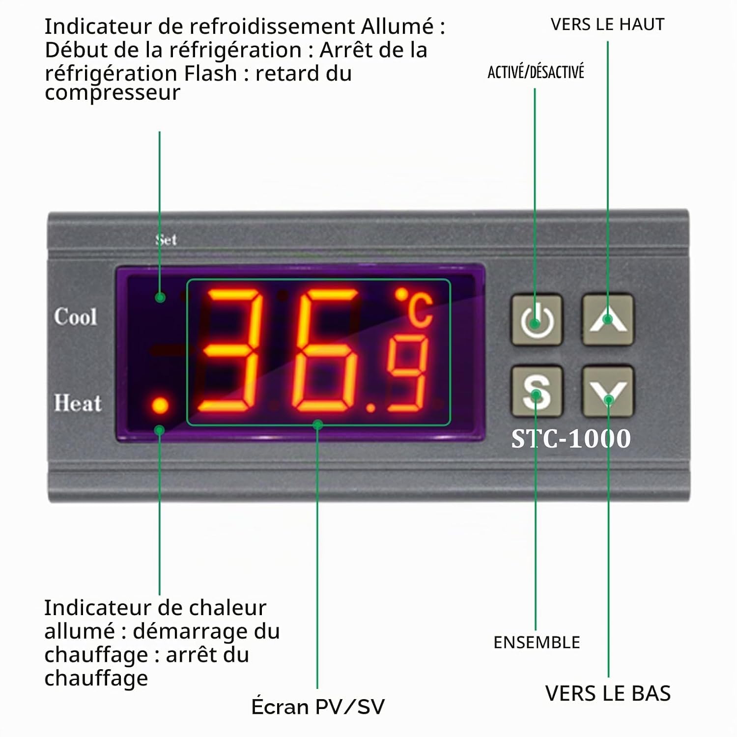 Thumbnail 4 de Aideepen STC-1000 temperatuurregelaar voor verwarmen en koelen, AC 110–220 V
