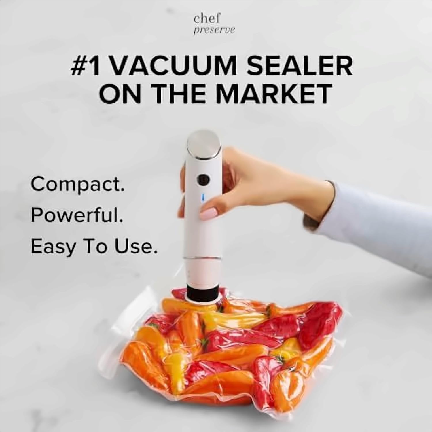 Thumbnail 6 de Chef Preserve Compact Vacuum Sealer for Food (Handheld Vacuum Sealer + 20 Reusable Bags)