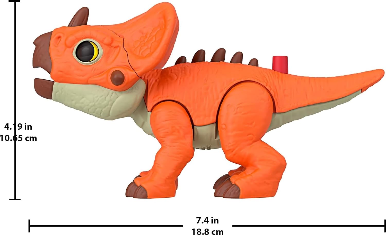 Detalle 2 de Fisher-Price Imaginext Jurassic World Rebirth Aquilops dinosaur action figure (JGP99) with kid-activated motion