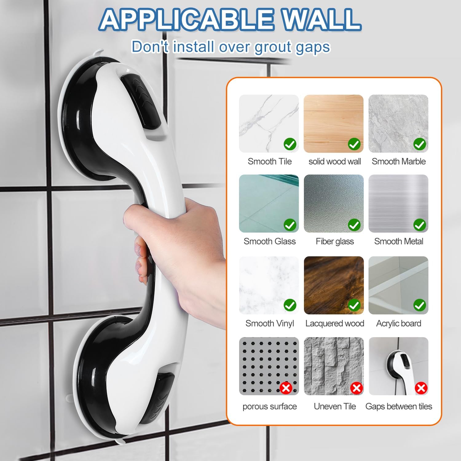 Thumbnail 3 de 2 Pack 12 Inch Shower Grab Bars for Seniors