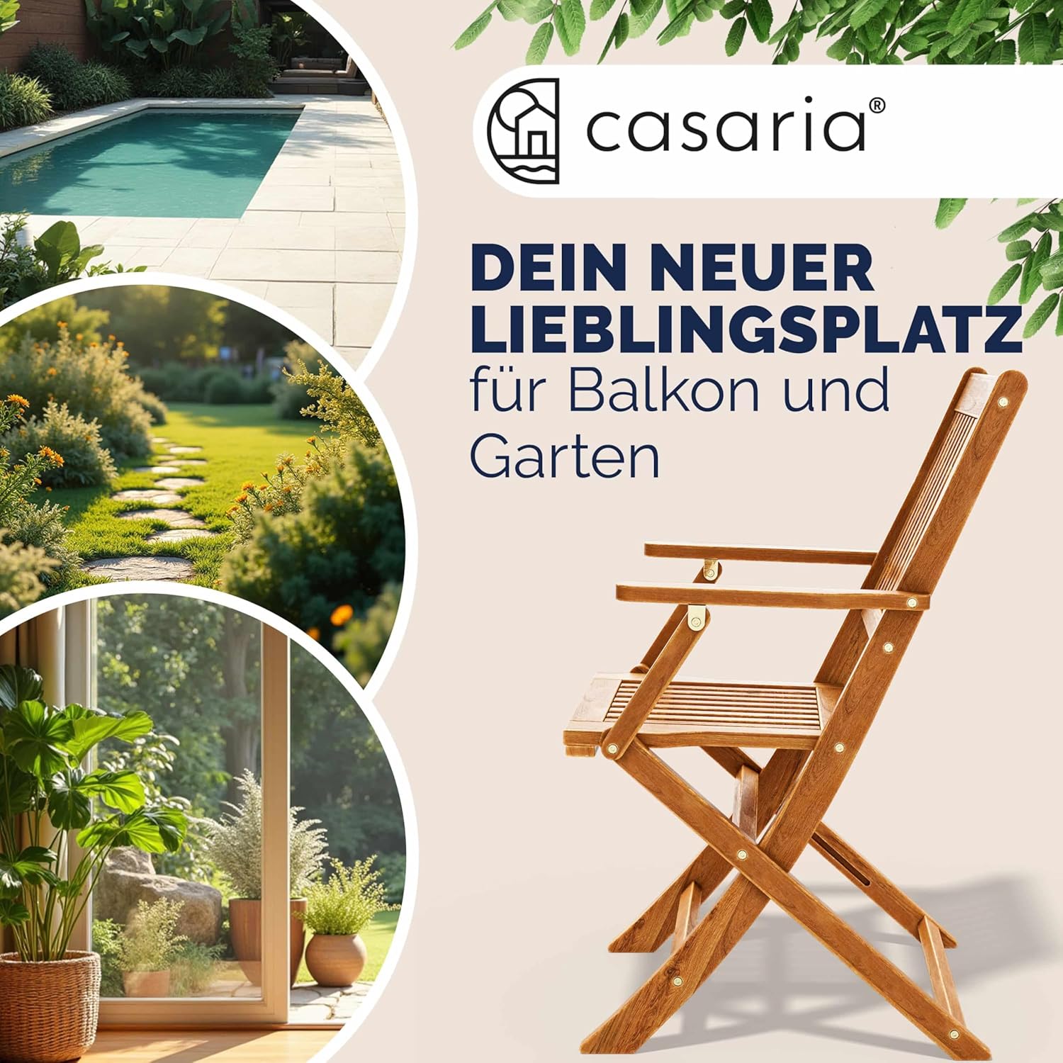 Thumbnail 3 de Casaria Sydney 4er Set Klappbare Gartenstühle aus FSC®-zertifiziertem Akazienholz, Hochlehner