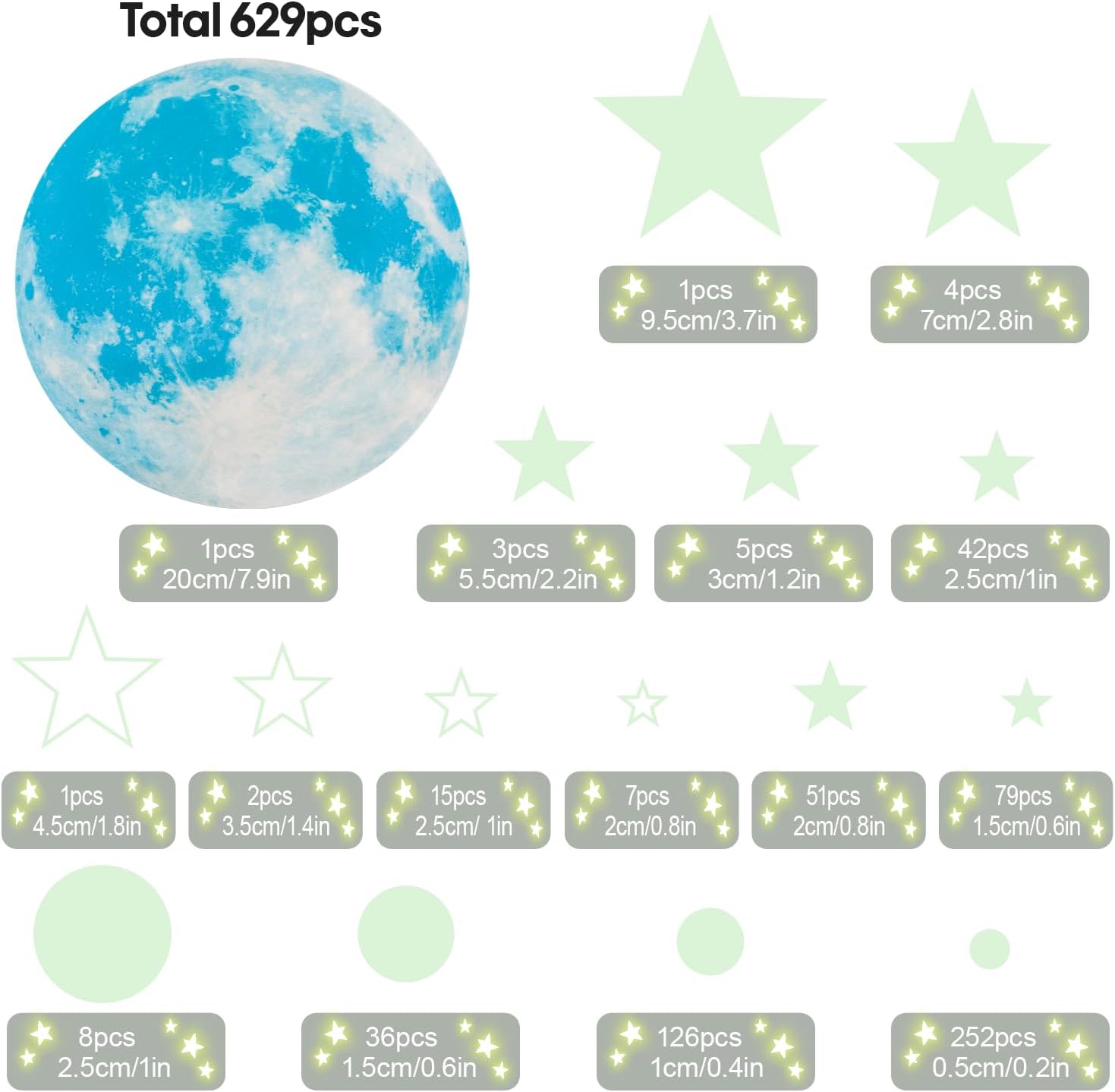 Thumbnail 2 de Luminoso Pegatinas 629 Piezas para Decoración Infantil 🌙⭐