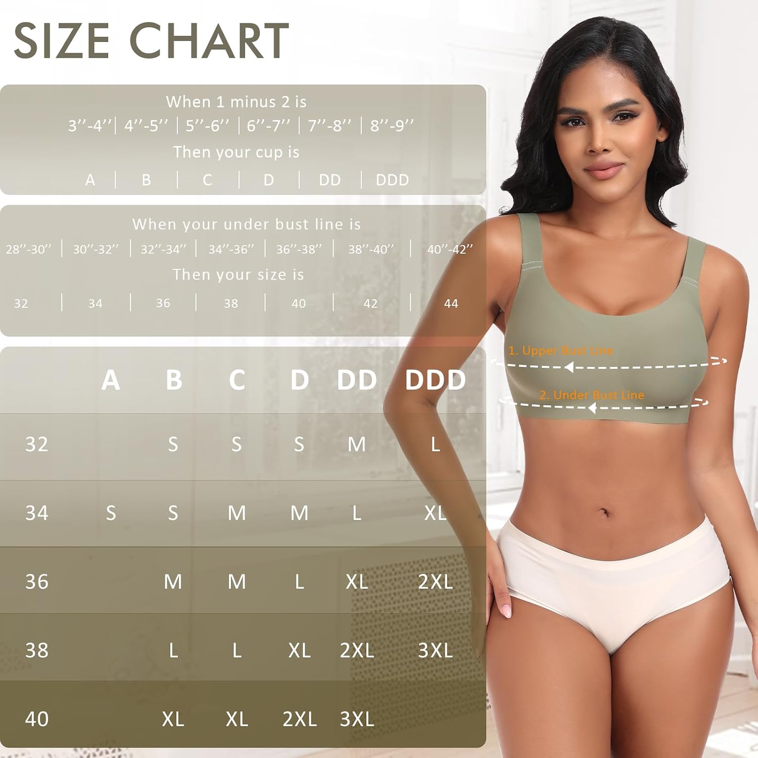 Detalle de Ganado WNBR001 Wireless Seamless Bra, Padded Full Coverage, Adjustable Straps