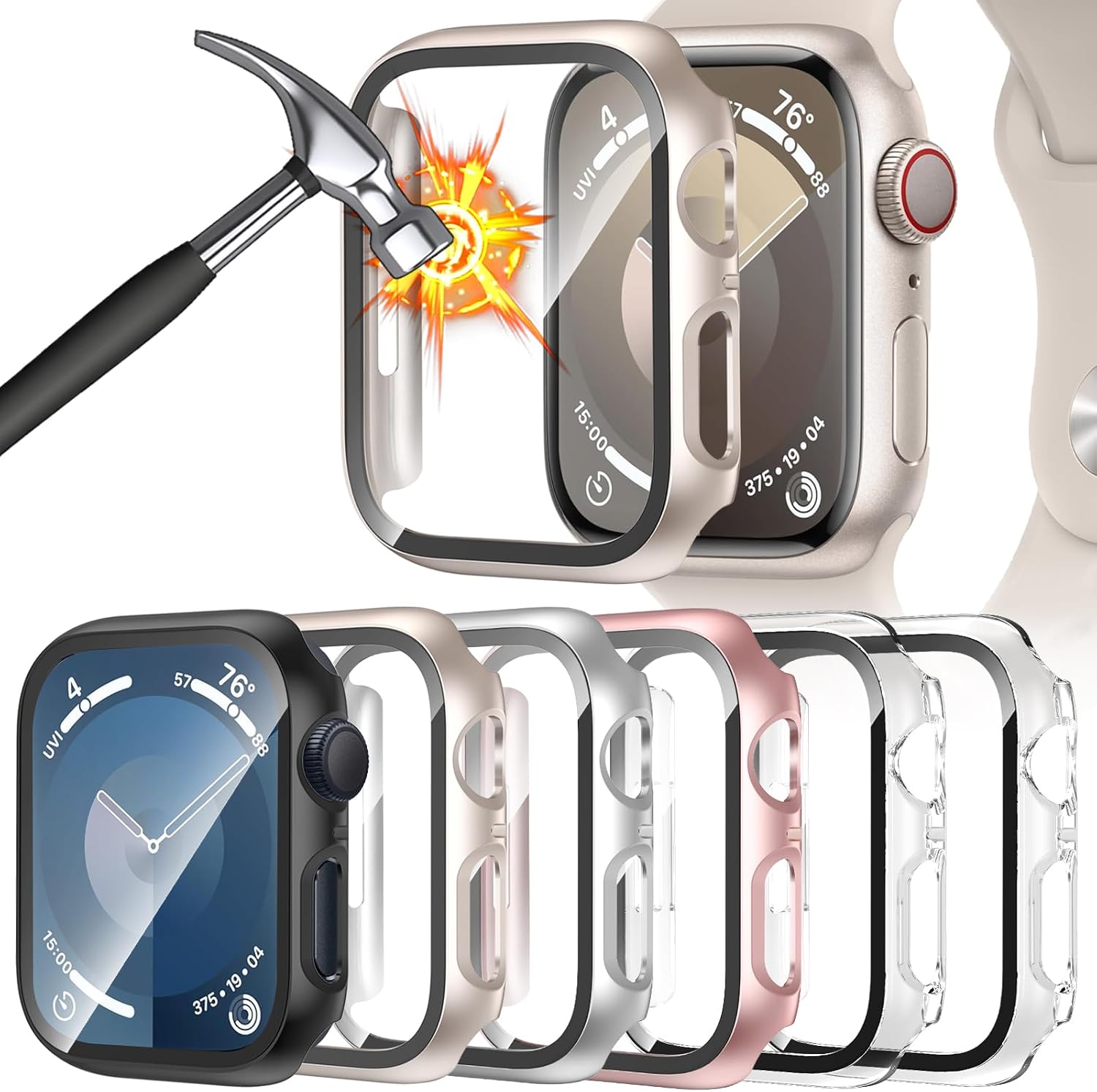 Detalle de HAANILKYI 6 Pack Case for Apple Watch 42mm Series 11/10 with Ultra-Thin Tempered Glass Screen Protector