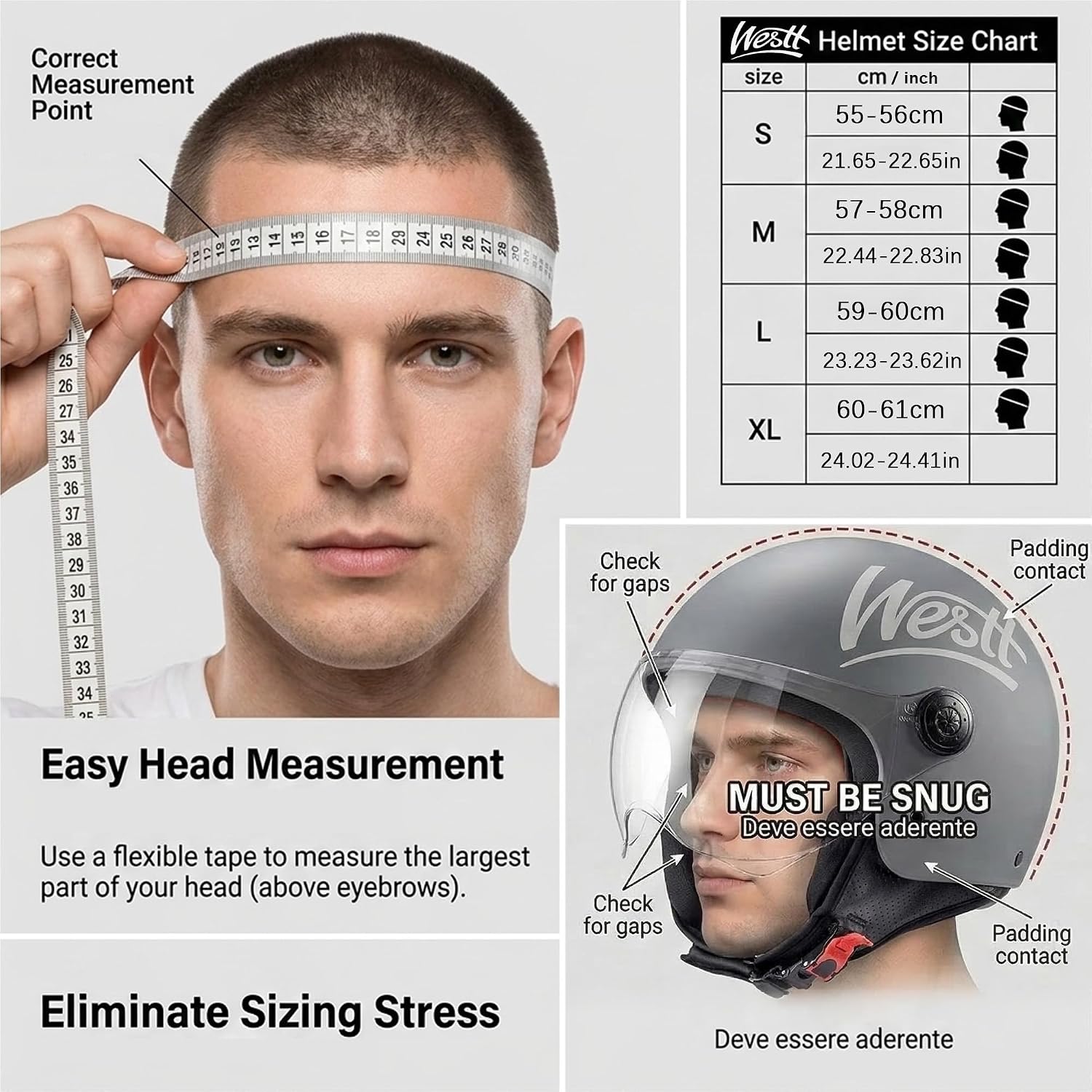 Detalle 2 de Westt casco jet 1100 g con ECE 22.06