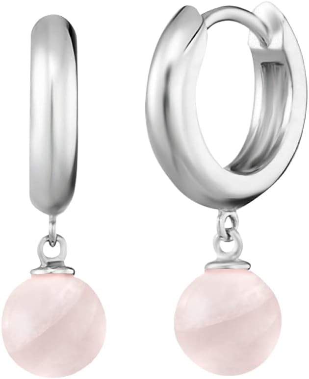 Detalle de Engelsrufer Powerful Stone Creole Rosenquarz Ohrstecker