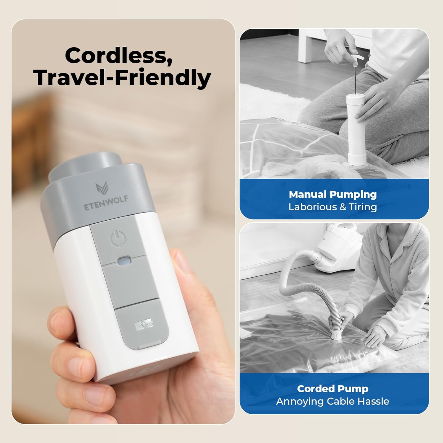 Thumbnail 2 de ETENWOLF 12-Pack Vacuum Storage Bags with Rechargeable Wireless Pump