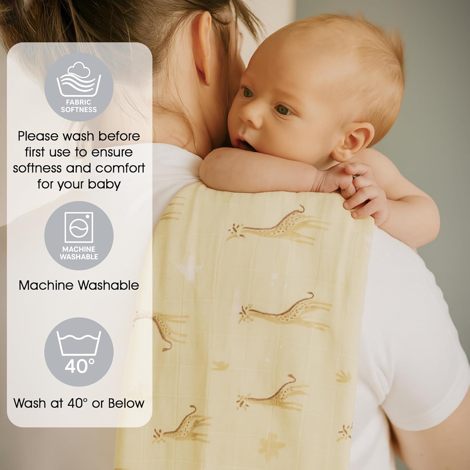 Detalle de Large Baby Muslin Cloths Pack of 6 70 x 70 cm