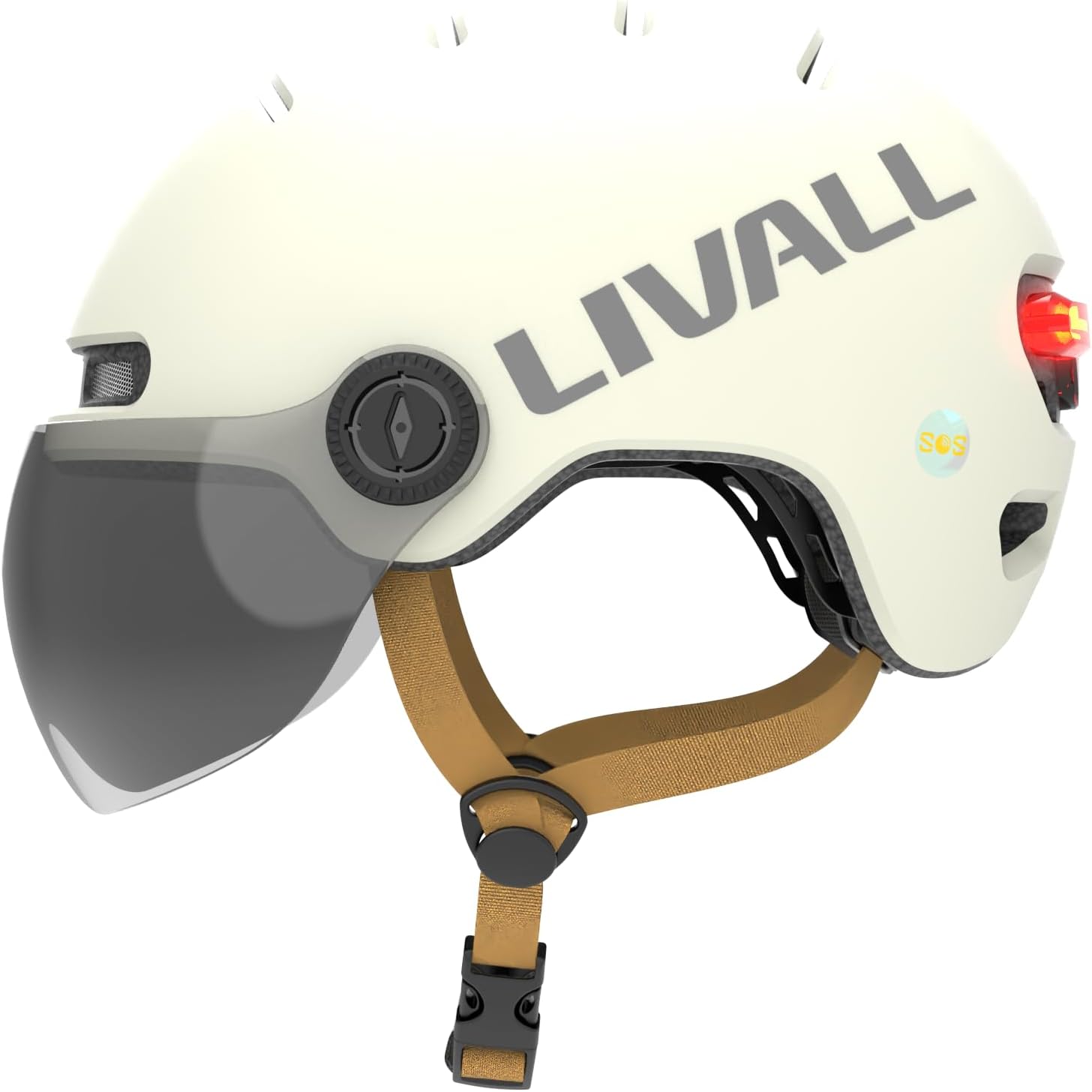Detalle de LIVALL L23 – kask rowerowy z wizjerem, tylnym światłem LED i wykrywaniem upadku