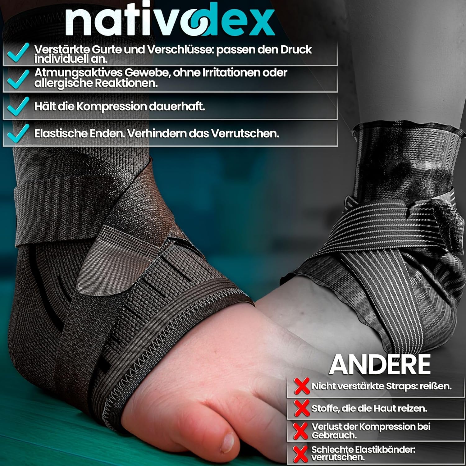 Thumbnail 3 de NativoDex Sprunggelenkbandage – Verstellbare Knöchelbandage für Plantarfasziitis & Achillessehne