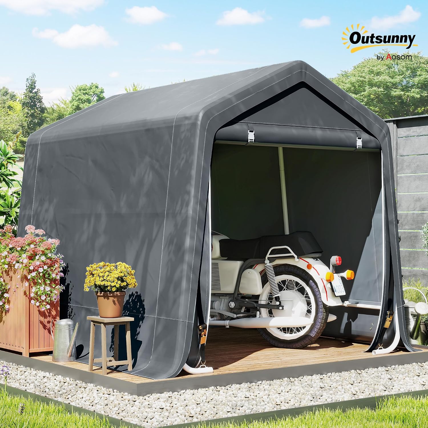Detalle 2 de Outsunny Carpa jardín 2,4x2x2 m para herramientas