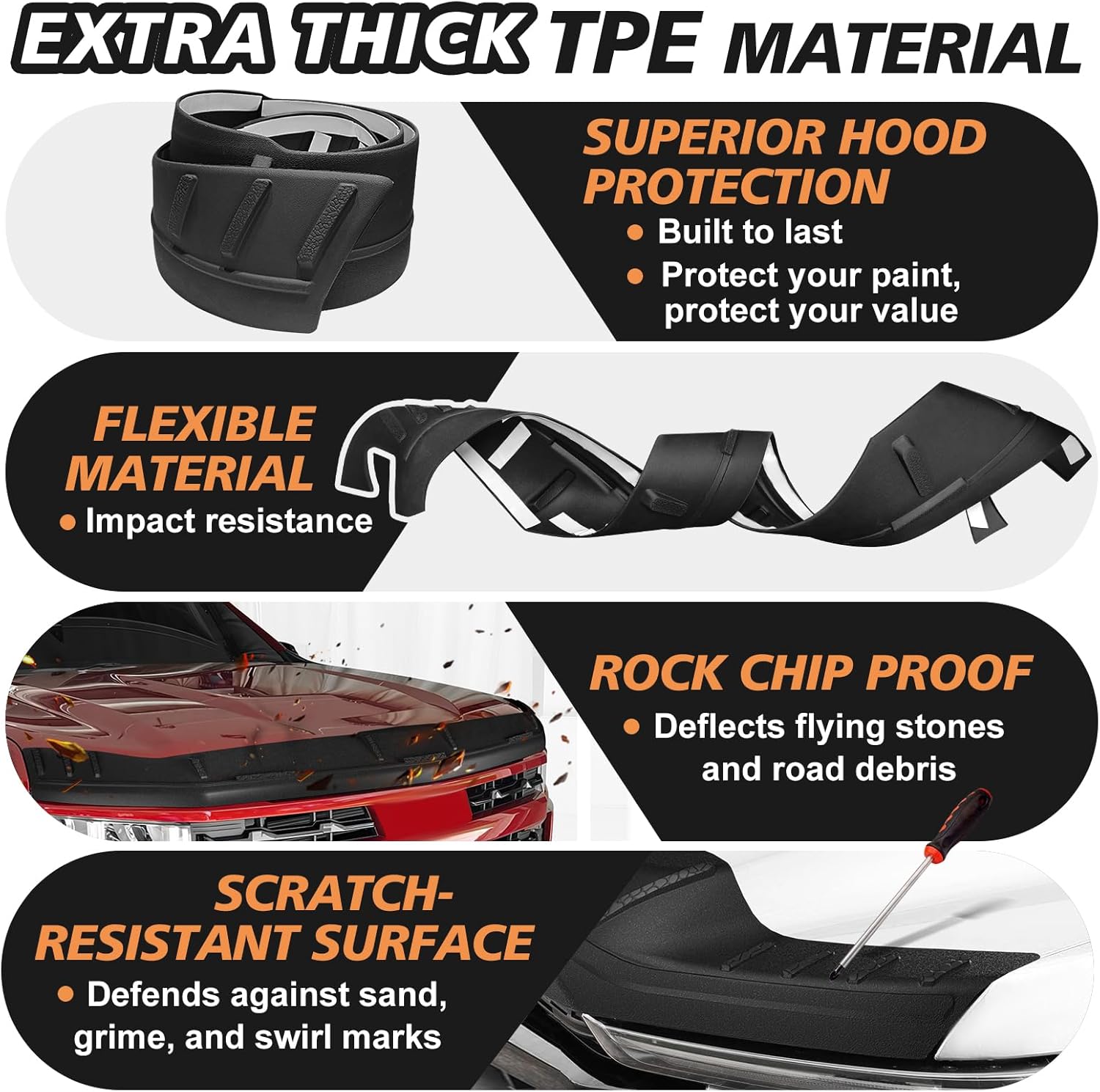 Thumbnail 1 de TripleAliners TPE Hood Deflector Protector for 2019-2025/2026 Chevy Silverado 1500 (Excludes ZR2 & Trail Boss trims)
