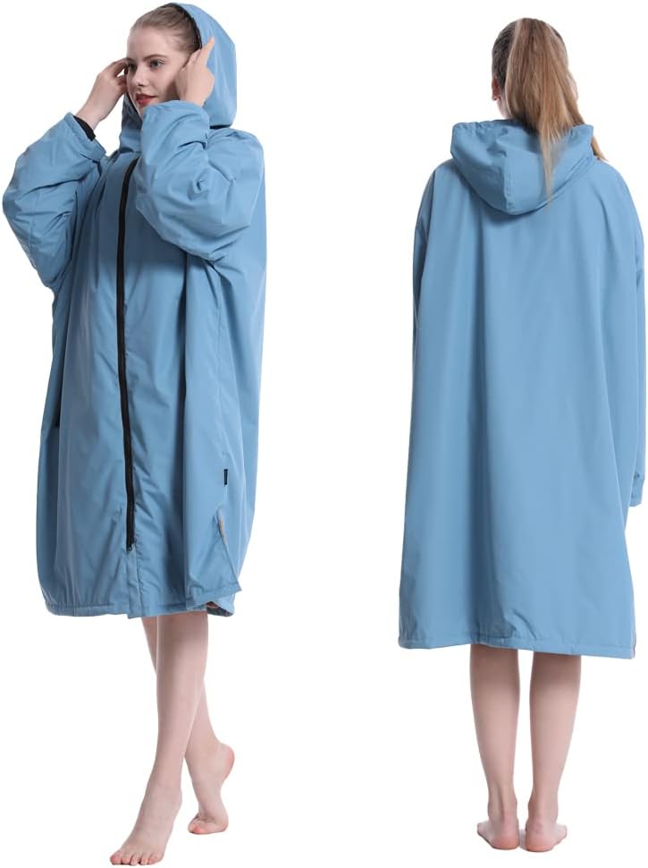 Detalle de Hiturbo Waterproof Adult Changing Robe: Windproof, Warm & Oversized with Fleece Lining