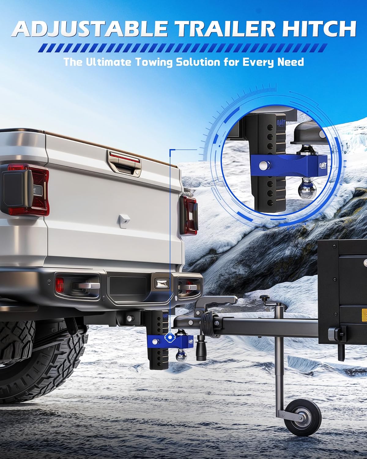 Thumbnail 1 de Orion Motor Tech Adjustable Trailer Hitch (2.5 in receiver, 8 in drop/rise) Class 5 Tow Hitch Ball Mount