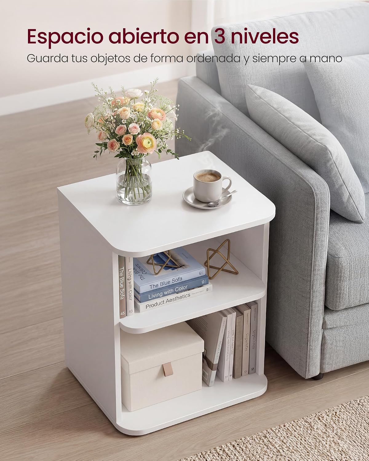 Thumbnail 5 de VASAGLE LET123WE01 Snapsemble Bedside Table, 3-Tier, Cloud White, 30 x 35 x 45 cm