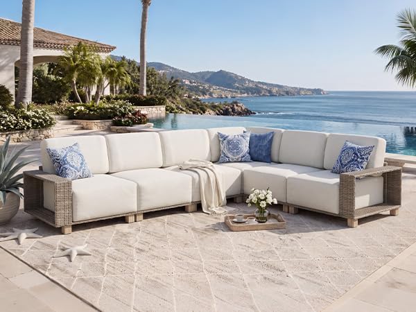 Detalle de Aoxun G12063-06GROF 6-Piece Outdoor Sectional with 10-Inch Cushions