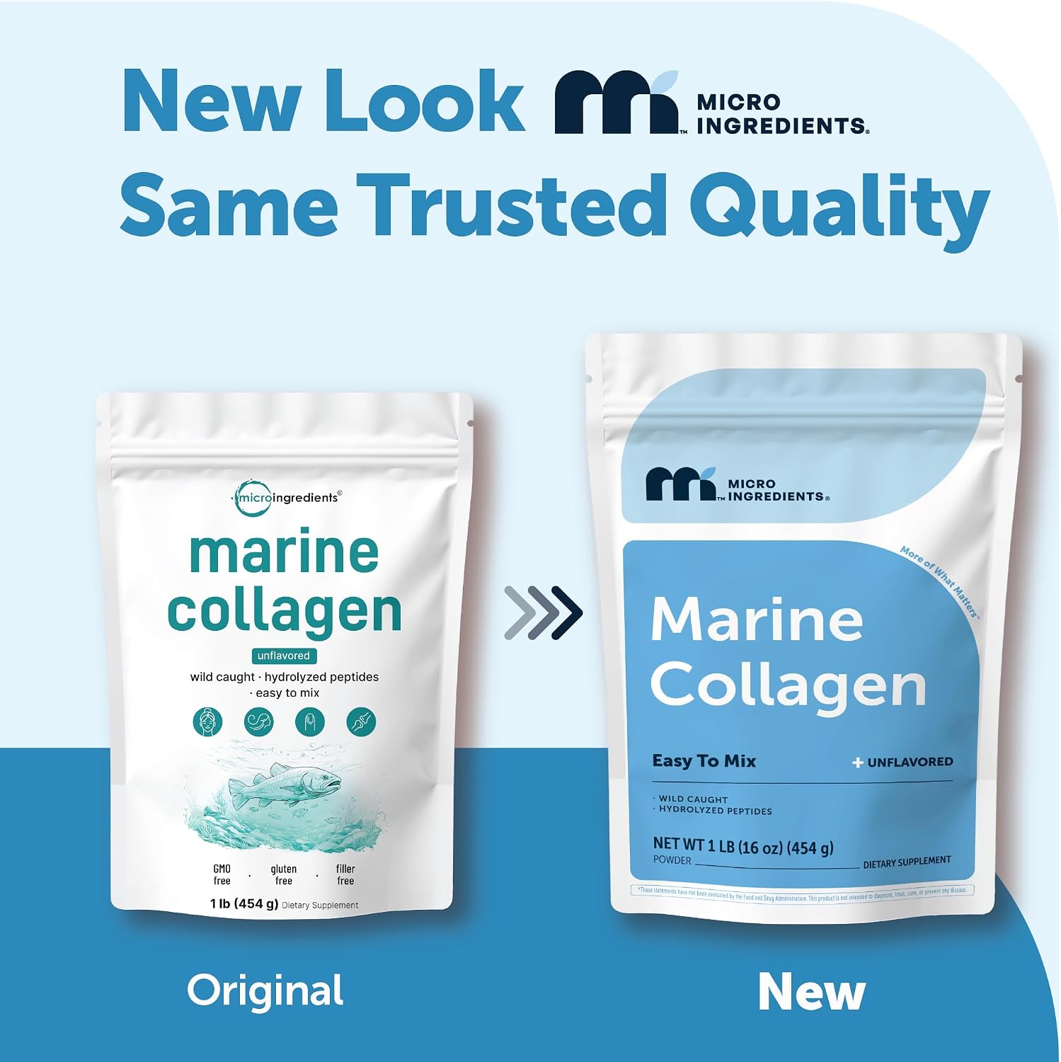 Detalle 2 de Micro Ingredients Marine Collagen Powder, 1 Pound, Unflavored Hydrolyzed Fish Peptides