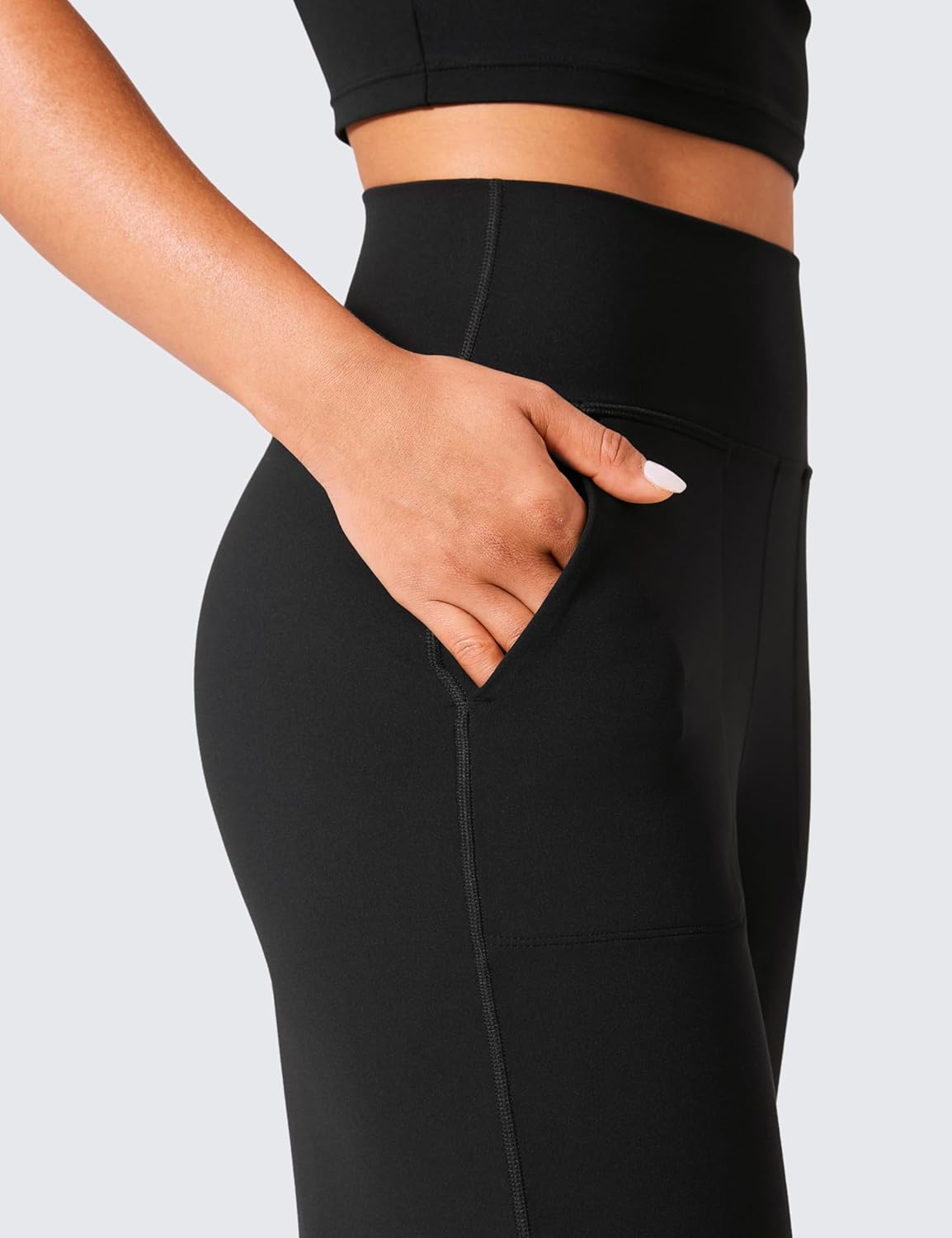 Detalle de CRZ YOGA Femmes Butterlift Taille Haute Pantalon Bootcut avec Poches – 74 cm / 79 cm / 84 cm