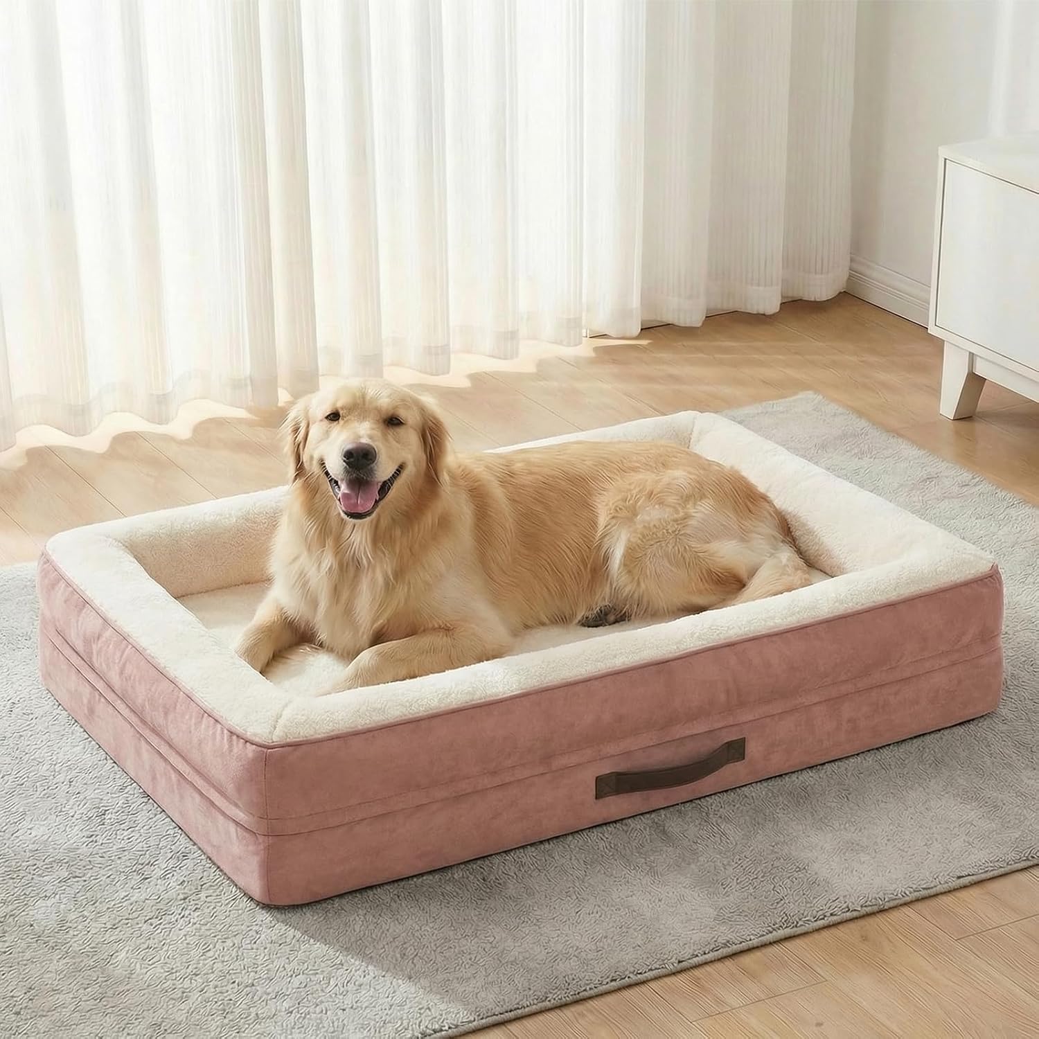 Detalle de Renvix XXL Orthopedic Dog Bed (137x91x19cm) – waterproof sofa-style pet bed with removable washable cover
