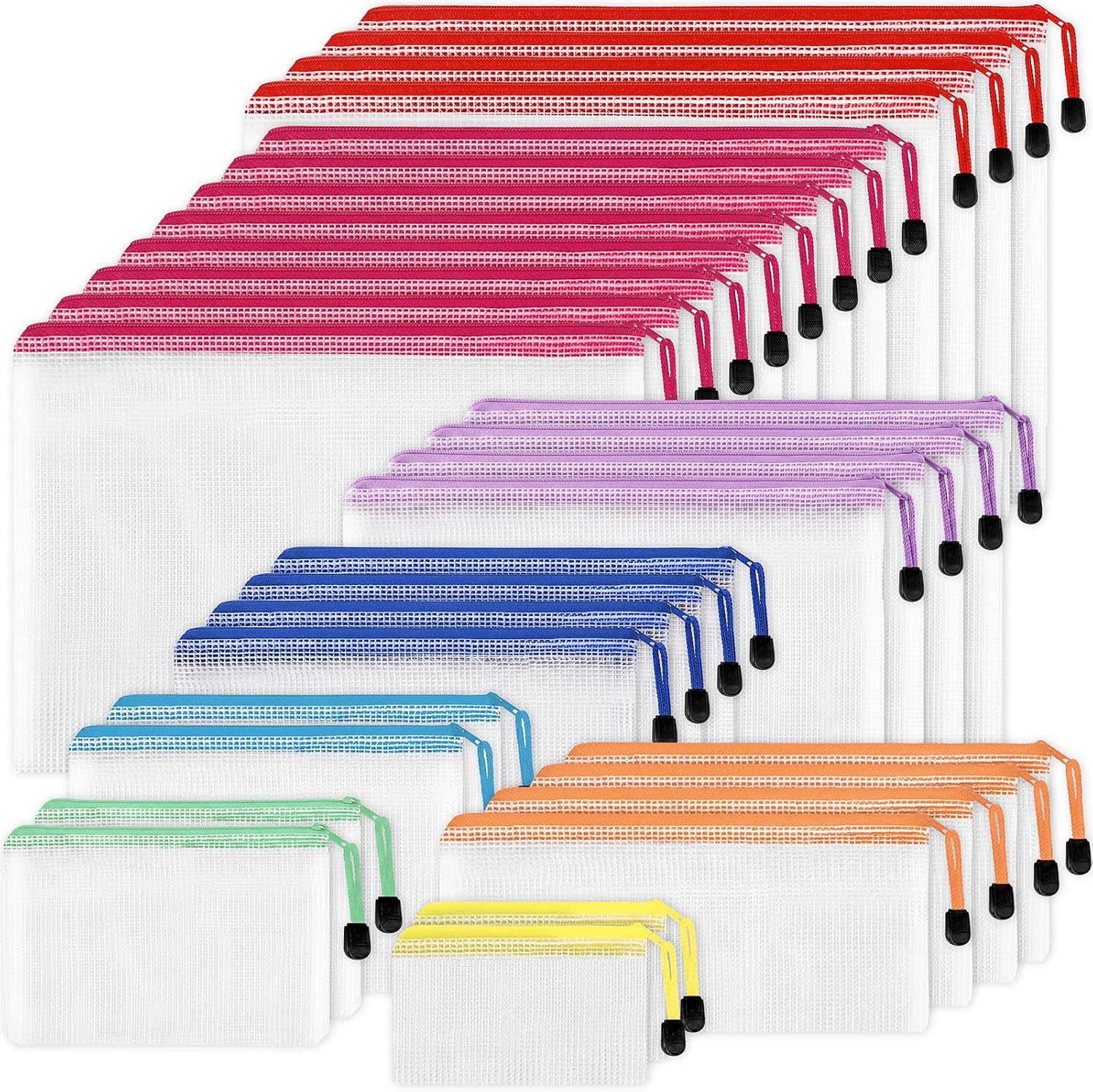 Detalle de EOOUT EOOUT2020043001 Mesh Zipper Pouch Bags, 30-Pack, 8 Sizes and Colors