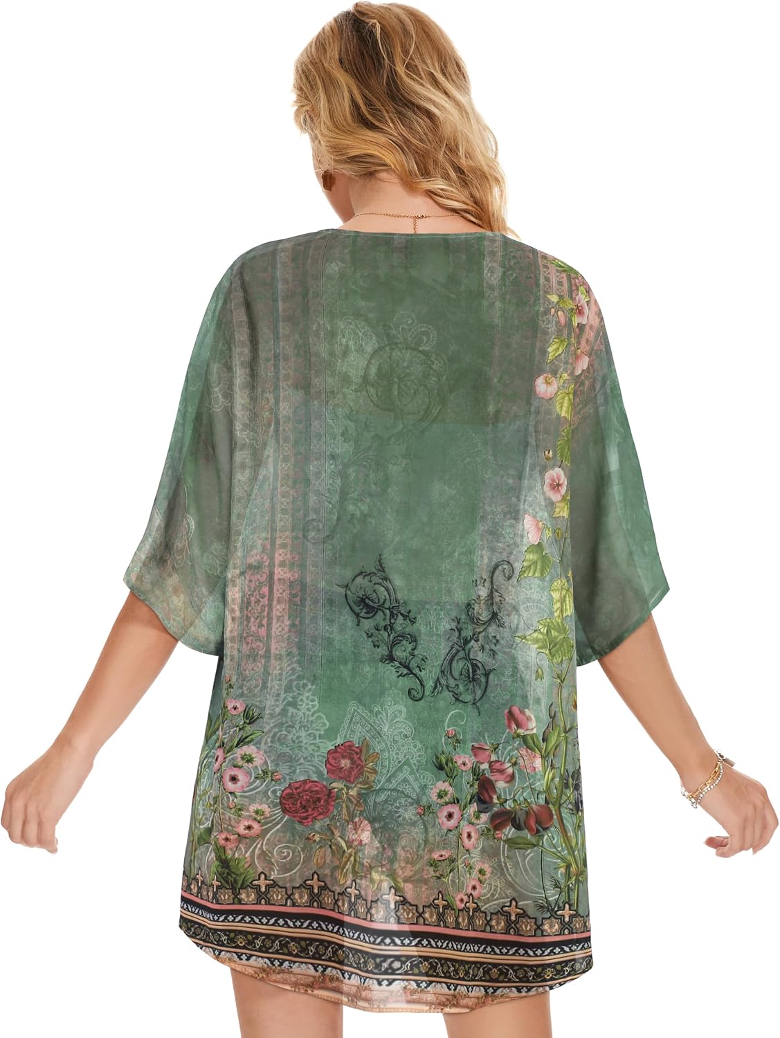 Detalle 2 de CHICGAL Floral Kimono Cardigan for Women