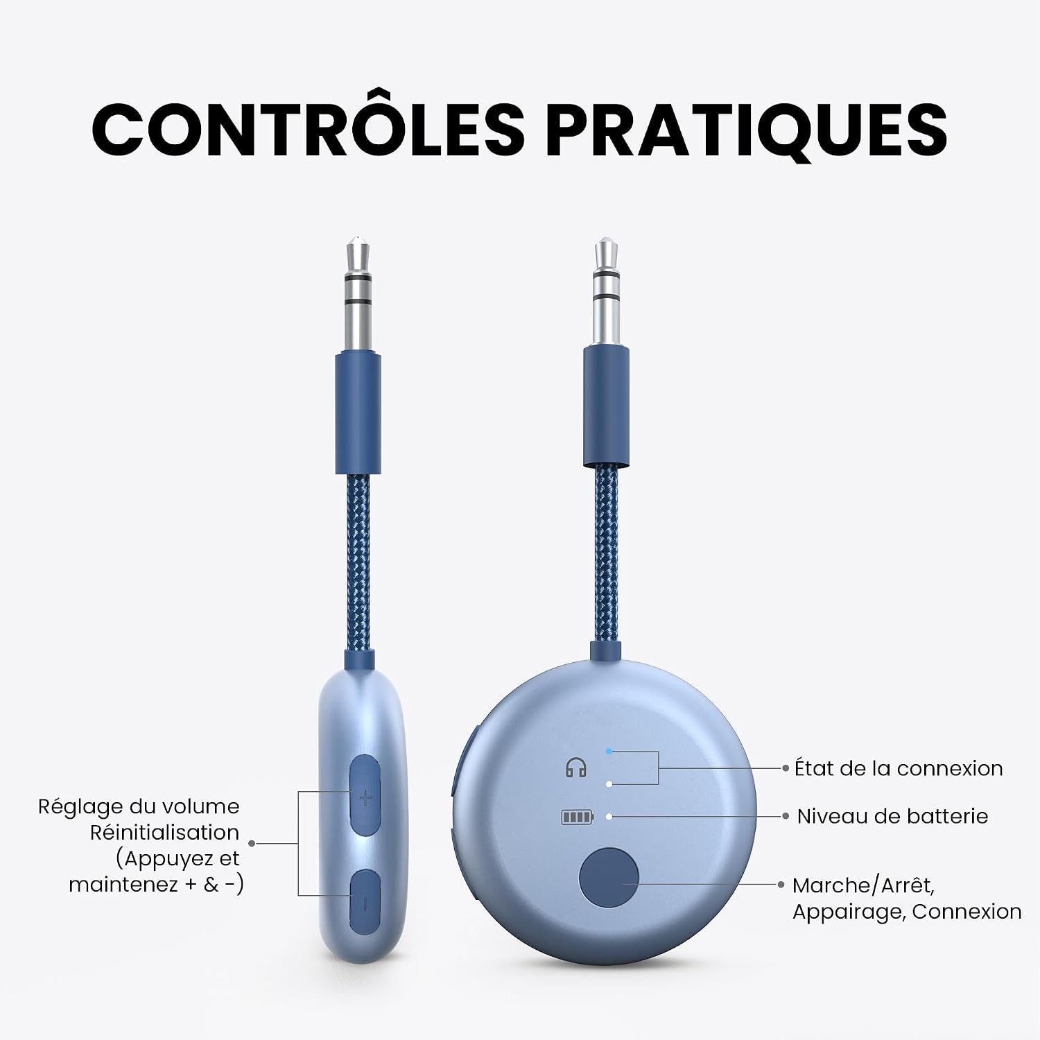 Detalle de Avantree SoundJet R1 – Adaptateur avion Bluetooth pour AirPods et écouteurs, aptX Adaptive, 20 h d’autonomie