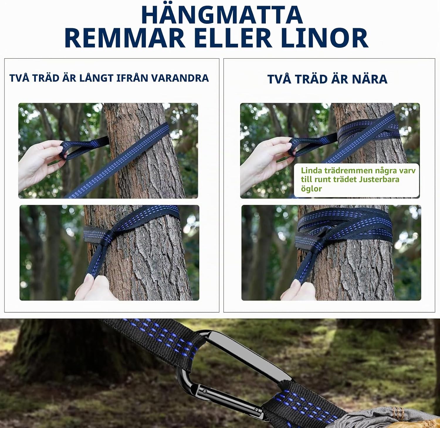 Detalle 2 de FORRINX campinghängmatta 300 x 200 cm för två, fallskärmsnylon, upp till 300 kg