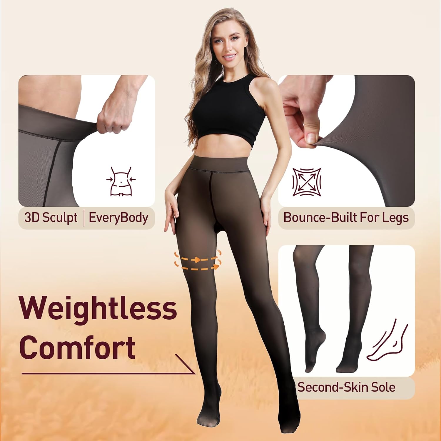 Thumbnail 5 de JIZ Translucent Fleece Lined Tights 220g