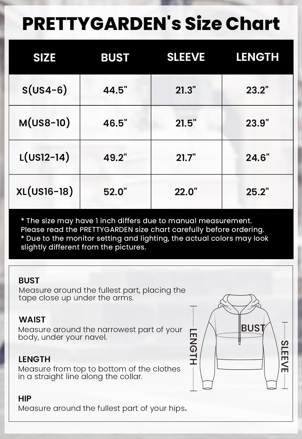Detalle 2 de PRETTYGARDEN Pr785 Women's Cropped Hoodie, Half-Zip and Fleece-Lined