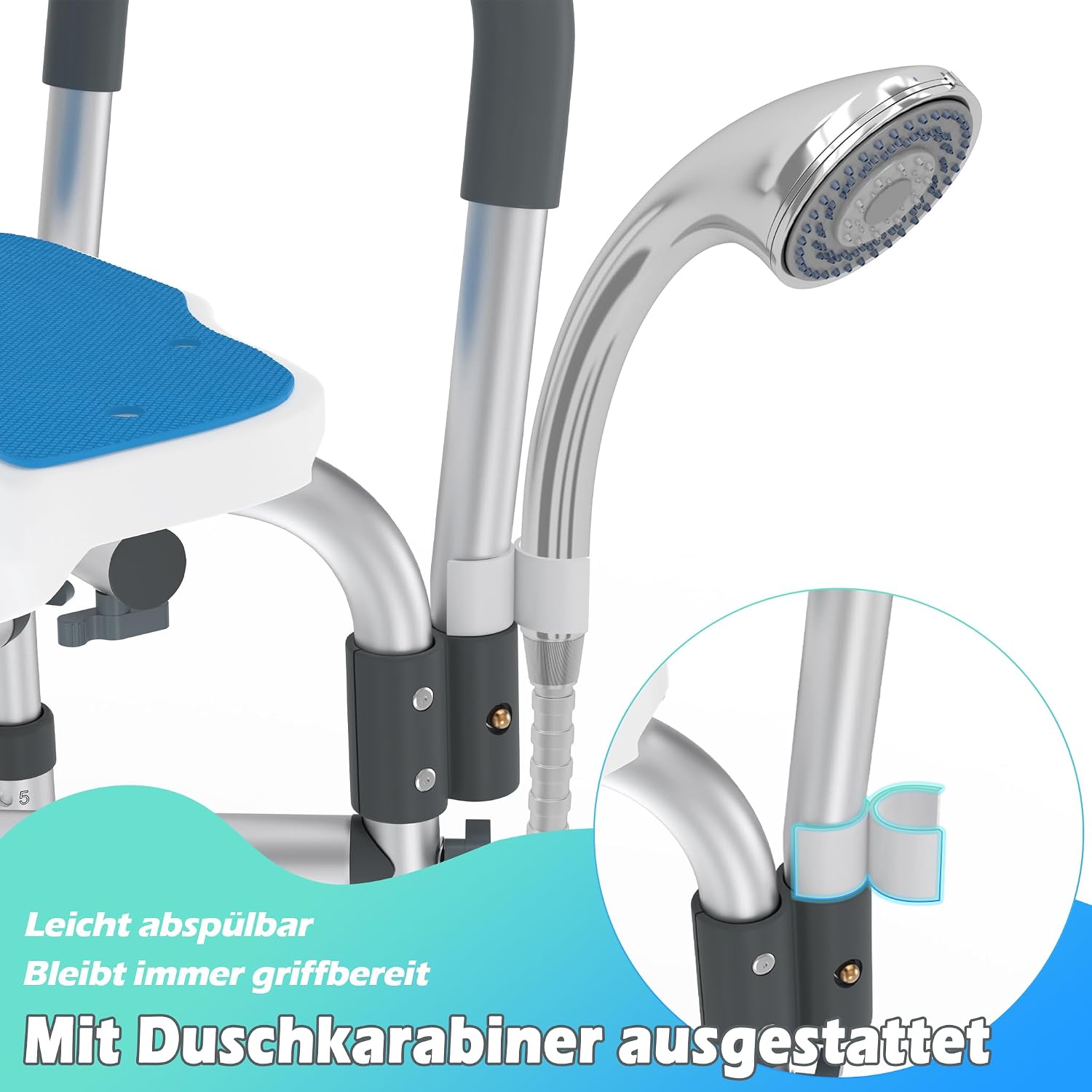 Thumbnail 4 de LZQ Duschstuhl douchestoel, verstelbaar met afneembare rug- en armleuningen