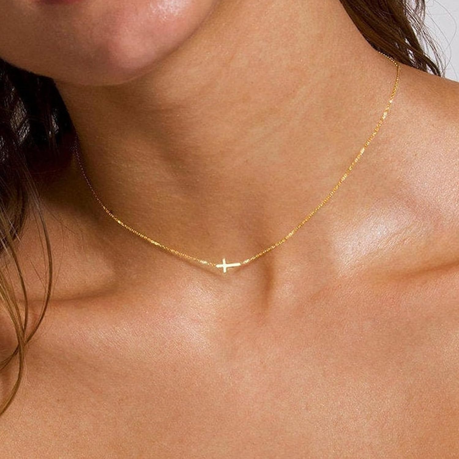 Thumbnail 1 de TINGN Collana a croce in oro da donna – 14 carati placcato oro, design minimalista