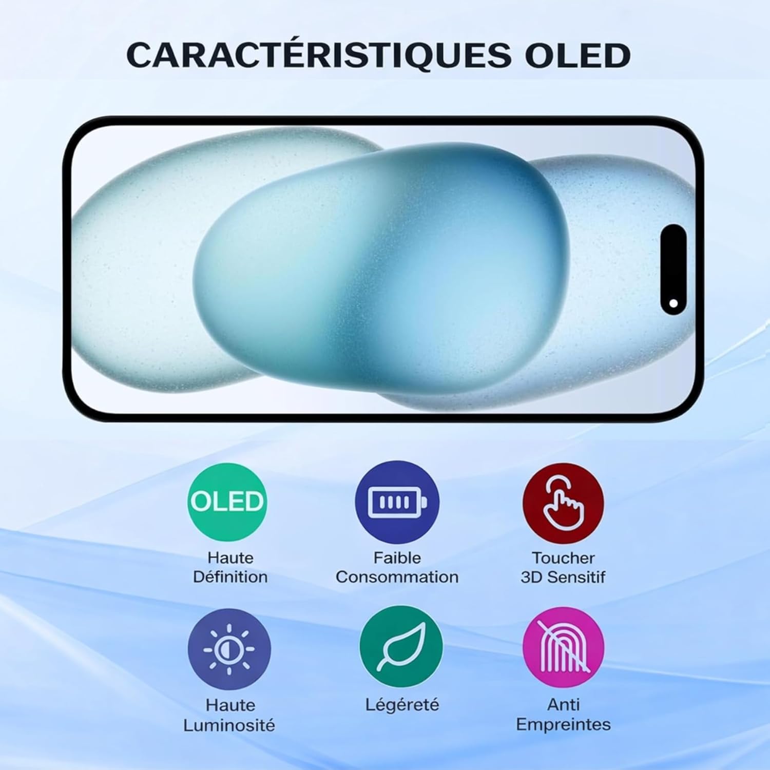 Thumbnail 2 de ZOETEC Écran OLED souple pour iPhone 15 6,1" – Remplacement complet avec outils et verre trempé