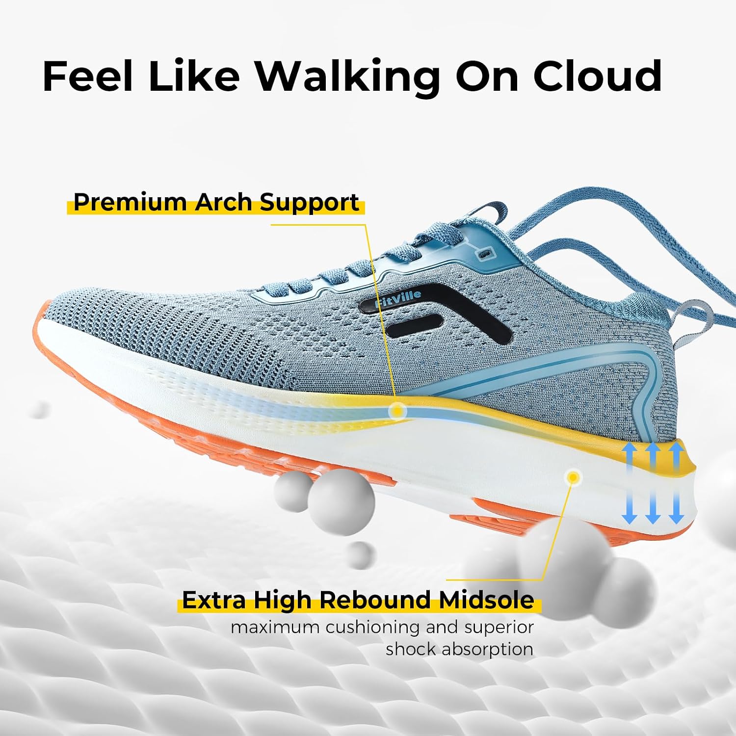 Detalle de FitVille scarpe running uomo a pianta larga con punta spaziosa e tomaia traspirante