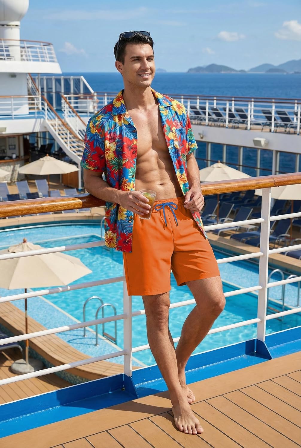 Detalle de COOFANDY 7" Swim Trunks with Compression Liner: Comfort, Pockets, and Quick-Dry Performance