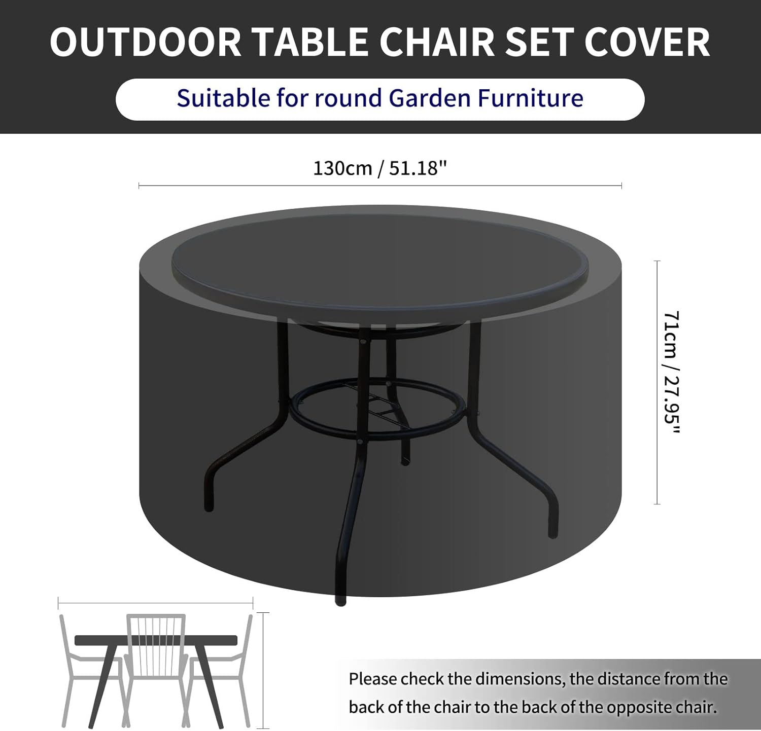 Thumbnail 1 de PAT I O PLUS Garden Heavy Duty Round Table Cover, 130x71cm, Green