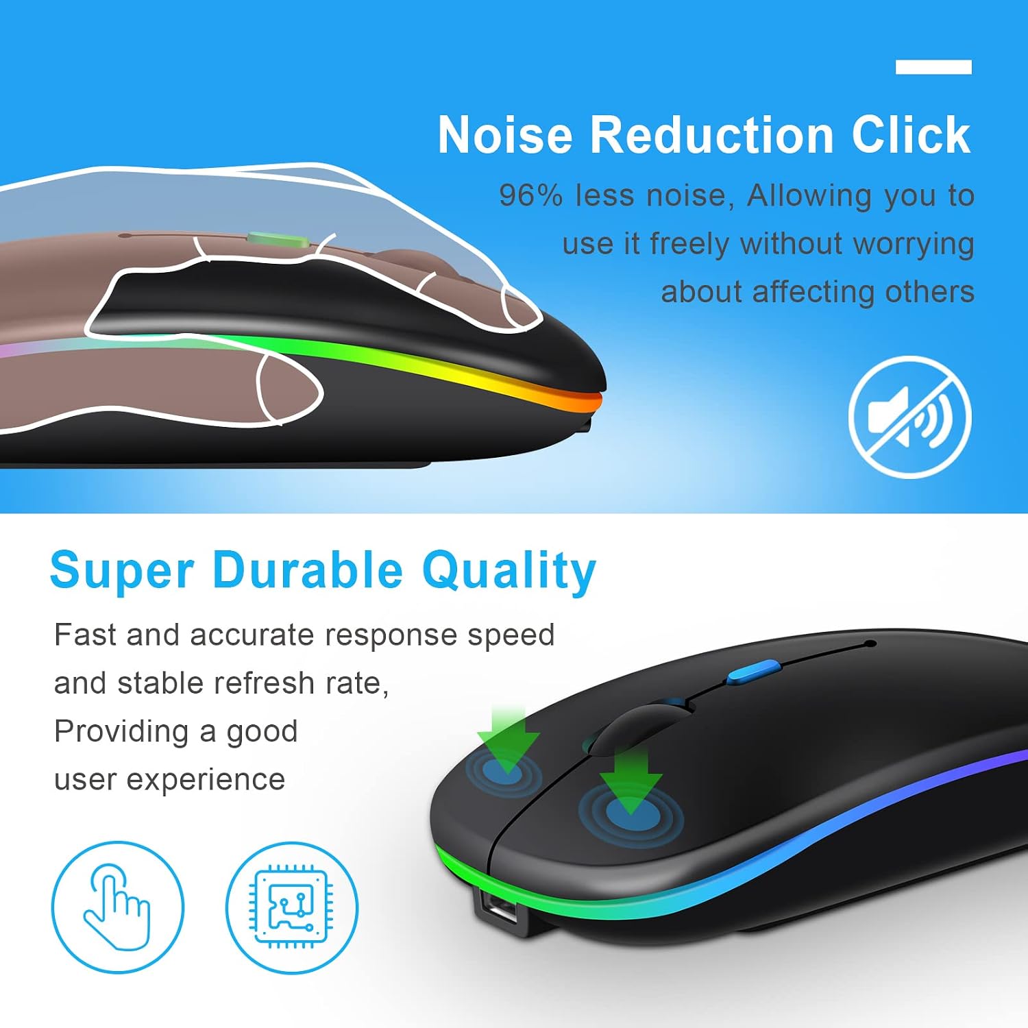 Thumbnail 3 de Kabellose Bluetooth-Maus 1600 DPI Schwarz