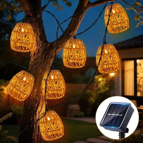 Detalle de Oneshlee 10 Stück LED Solar Lichterkette Außen – 3,6 m, IP65, Papierseil, warmweißes Licht