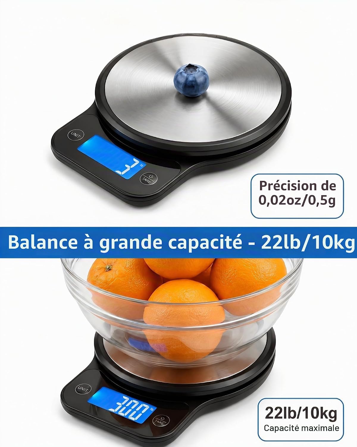 Detalle de izeyu CF_DZC_07 digitale keukenweegschaal, USB-C, tarrafunctie en 10 kg