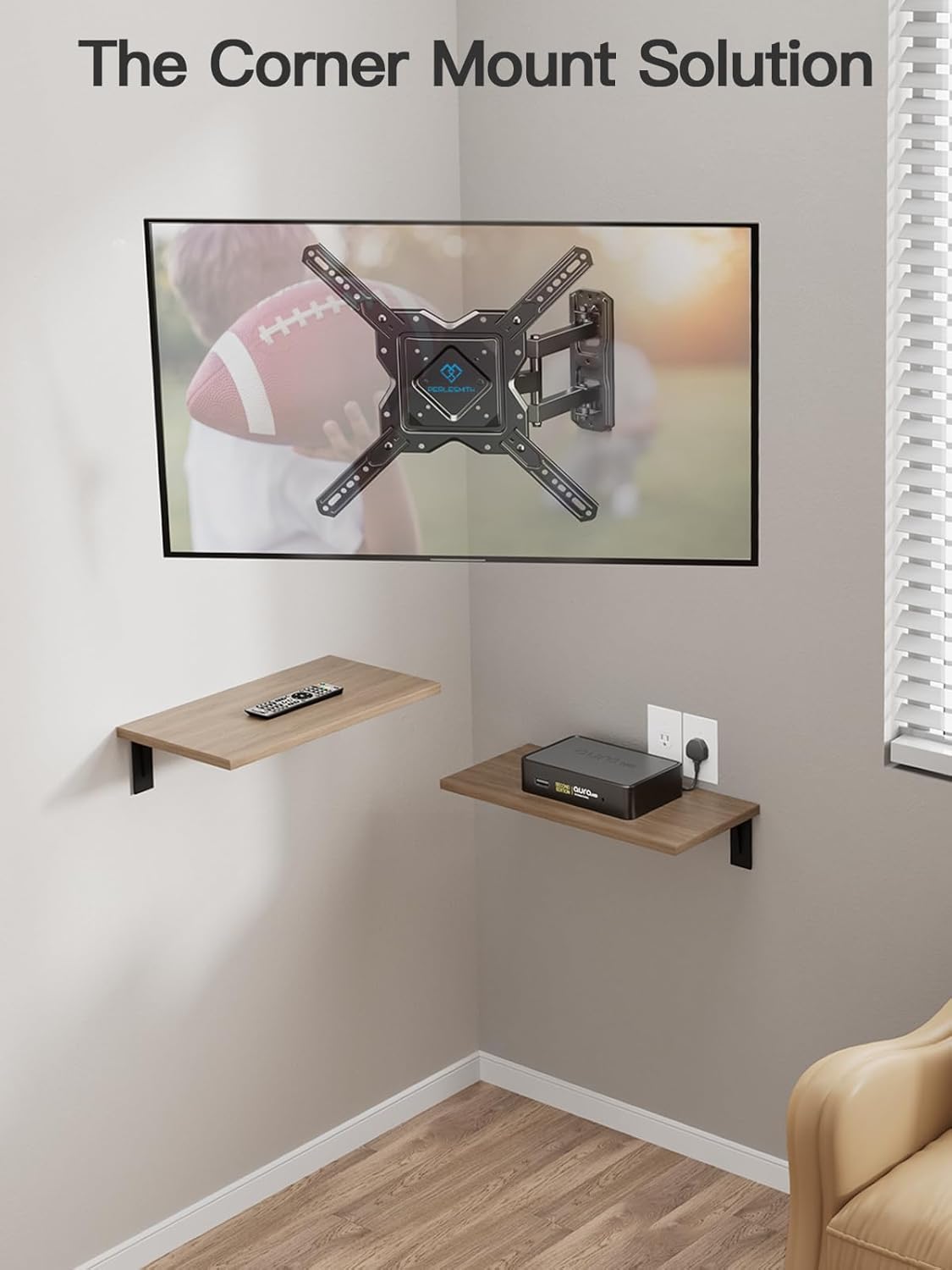 Thumbnail 6 de PERLESMITH Full Motion TV Wall Mount (27–60 in) for Flat & Curved TVs — Single Stud, VESA up to 400x400mm