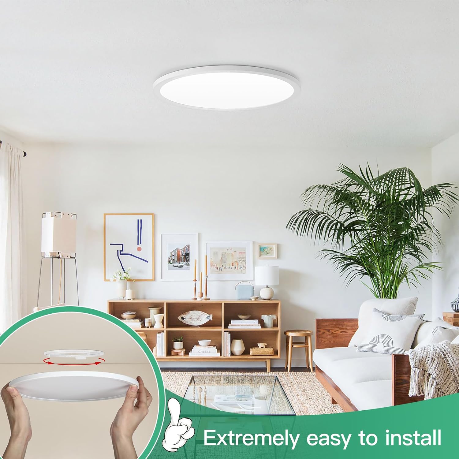 Detalle de Brightever XD300-09 12-Inch LED Flush Mount Ceiling Light, Dimmable, 5CCT, 4-Pack