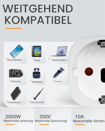 Detalle 2 de Vutizal Adapter Australien 2er-Set – China Deutschland Stecker, Typ I Reiseadapter