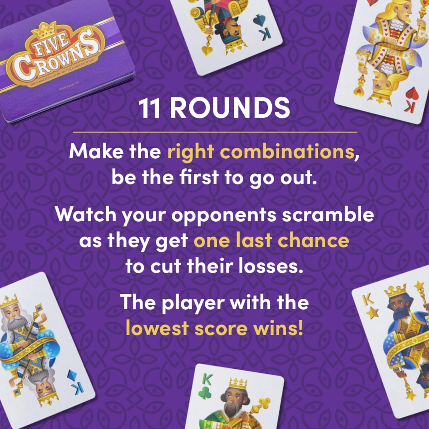 Thumbnail 3 de Five Crowns Collectible Tin Card Game 1-7 Players 🎲