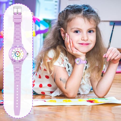 Detalle 1 de GUUMUXIN montre éducative analogique pour enfants, cadran multicolore, 5-16 ans