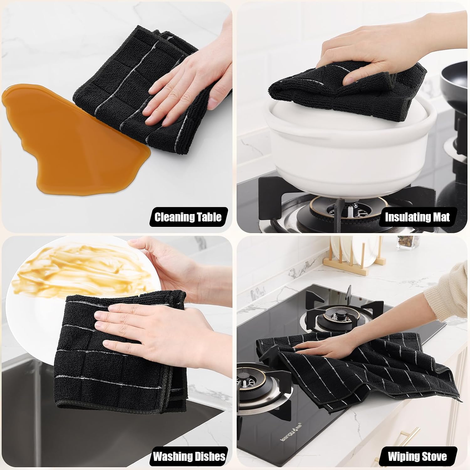 Thumbnail 4 de Homaxy Microfiber Kitchen Towels and Dishcloths Set — 20 Pack, Ultra-Absorbent & Non-Scratch