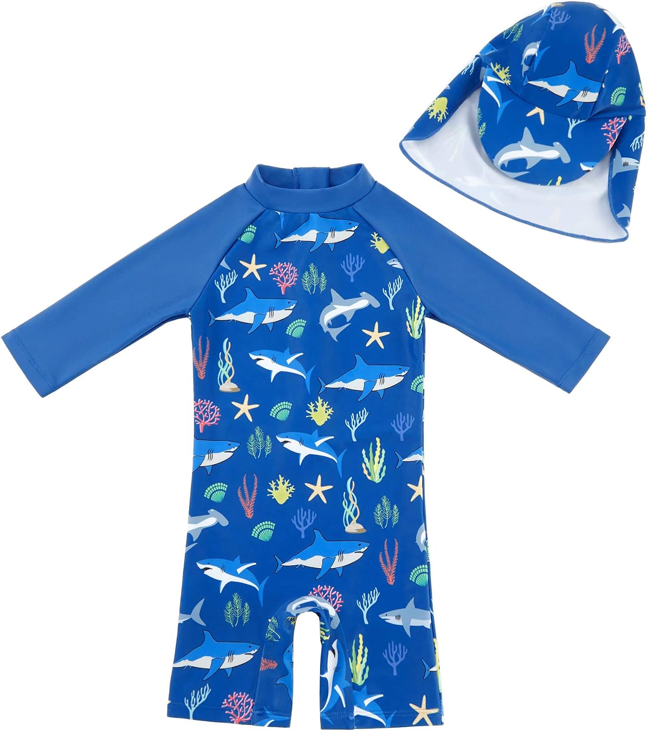 Maillot de bain une pièce avec fermeture éclair pour bébé garçon upandfast + chapeau – protection UPF 50+