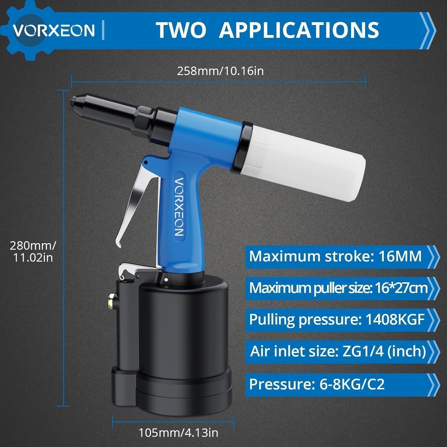 Thumbnail 3 de VORXEON pneumatic rivet gun set 1408KGF