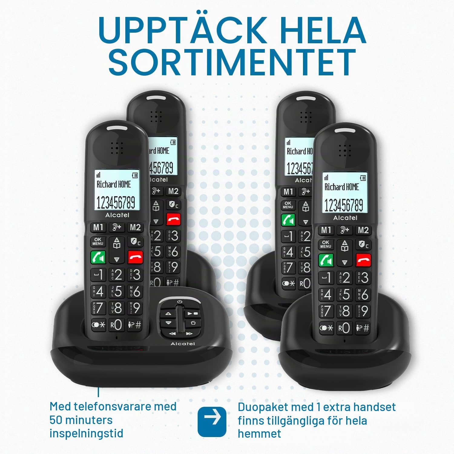 Detalle de Alcatel XL685 Duo trådlös fast telefon med stora tangenter och samtalsblockering