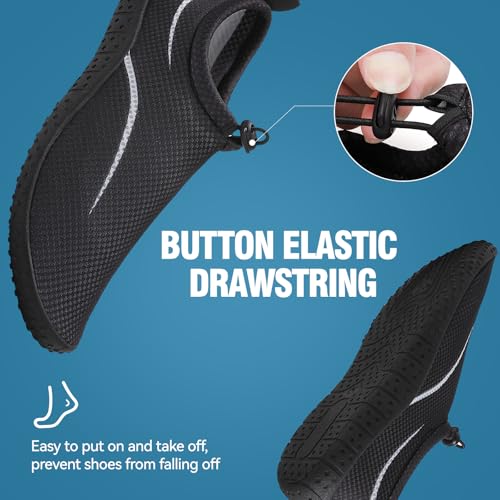 Detalle 2 de Gitzing Water Shoes Beach Shoes Swim Aqua Socks – Barefoot‑style, Quick Dry, Breathable with Adjustable Drawstring (40 EU/6.5 UK, Black)