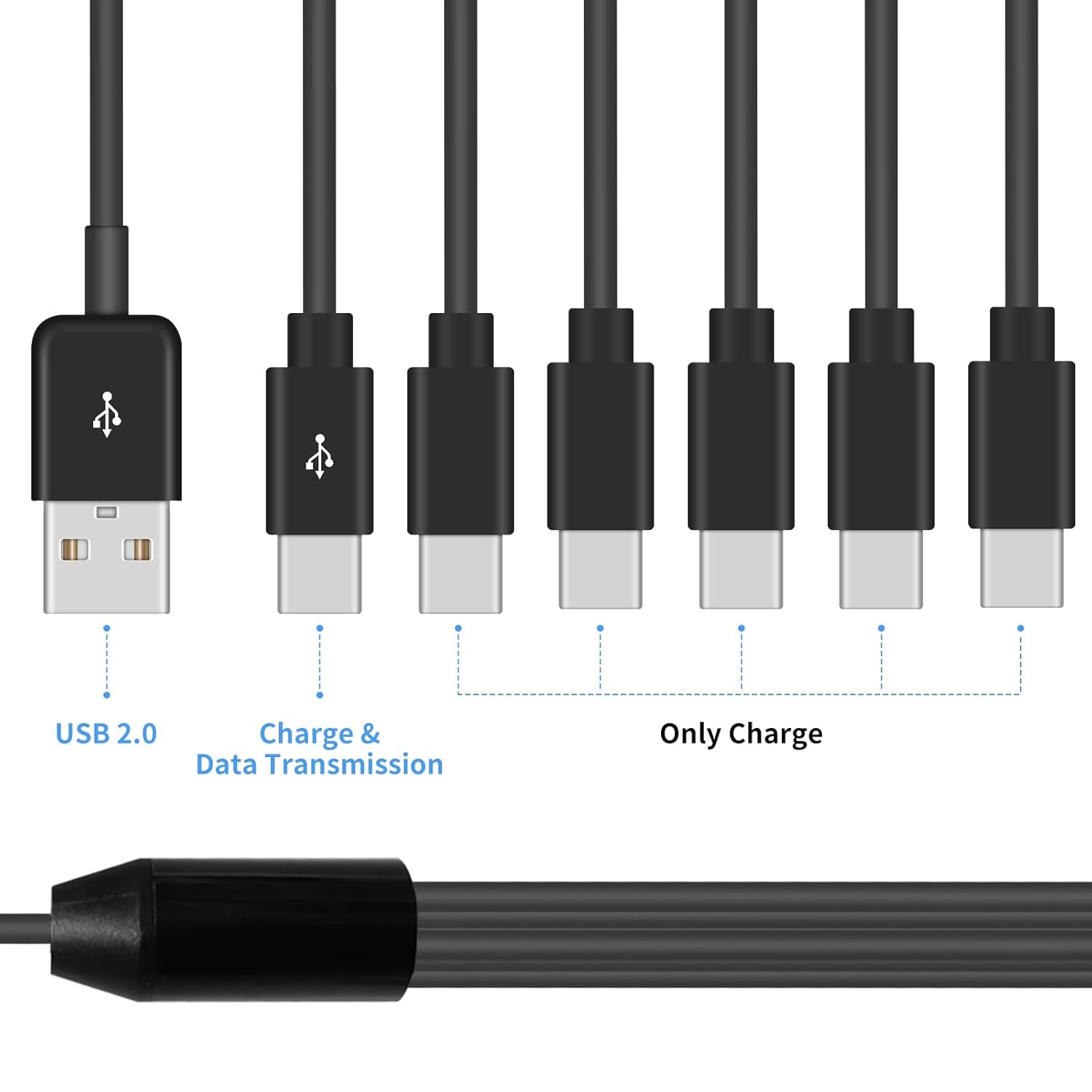 Thumbnail 3 de Maxhood 6-in-1 USB-C Splitter Cable (USB 2.0 Type A to 6 Type-C) with 3A Fast Charge, 1.5ft