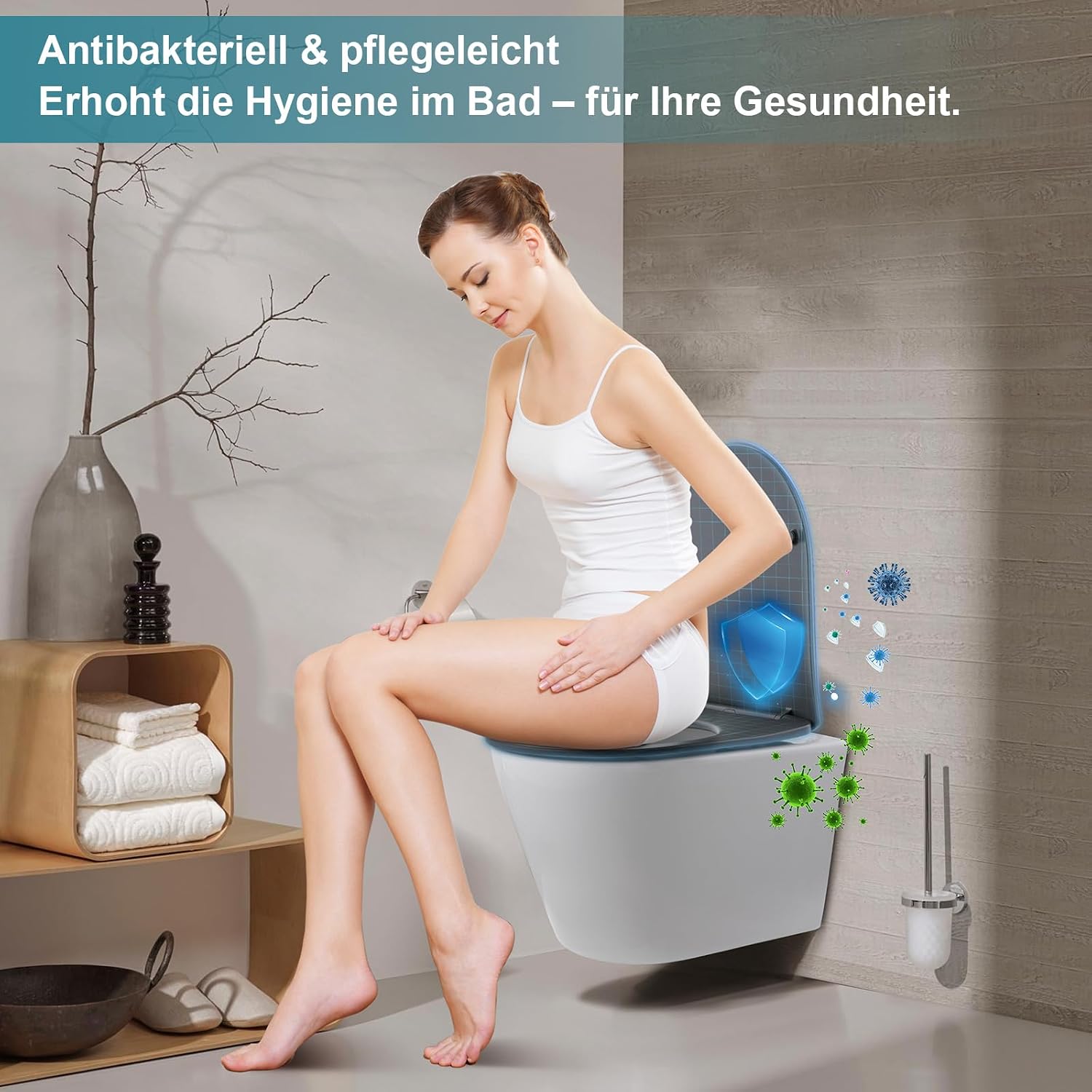 Thumbnail 5 de MEEJEE WC Sitz D Form – Toilettendeckel mit Absenkautomatik und Soft-Close, Duroplast grau